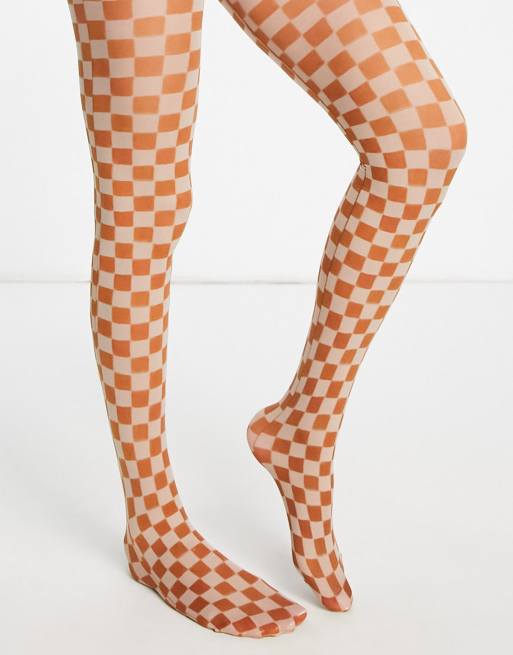 ASOS DESIGN – Bunte Leggings mit Schachbrettmuster-Print, 40 DEN