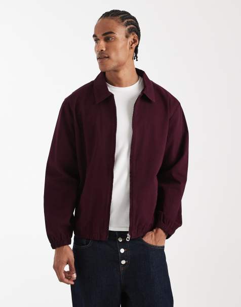 ASOS DESIGN ‒ Burgunderrote Harrington-Jacke aus Baumwolle - view 1