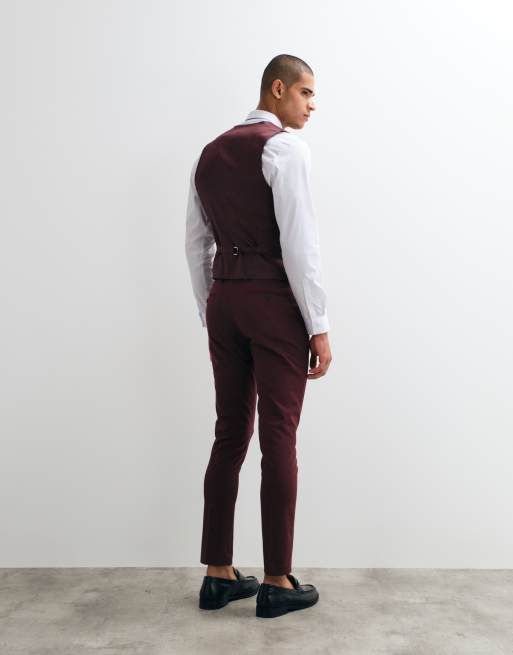 ASOS DESIGN – Burgundowe spodnie garniturowe o obcisłym kroju, 4 z 5