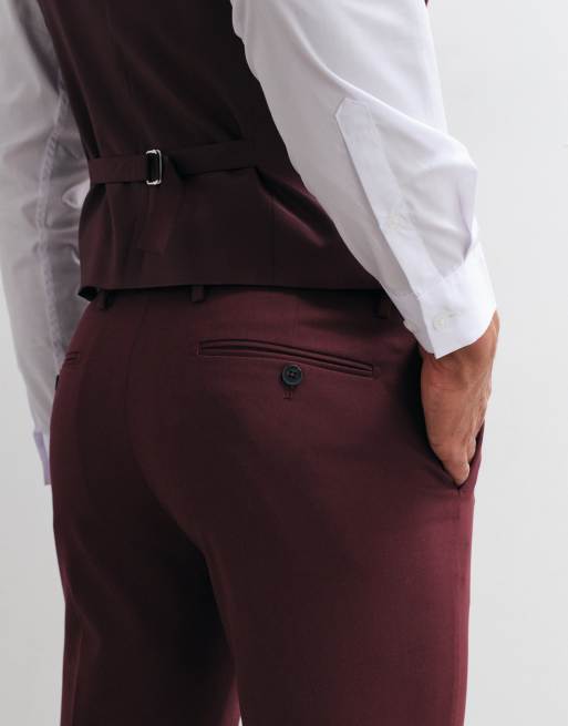 ASOS DESIGN – Burgundowe spodnie garniturowe o obcisłym kroju, 5 z 5
