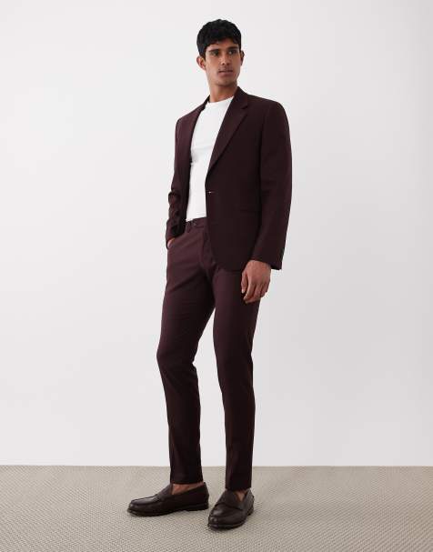 ASOS DESIGN – Burgundowe spodnie garniturowe o obcisłym kroju - view 1