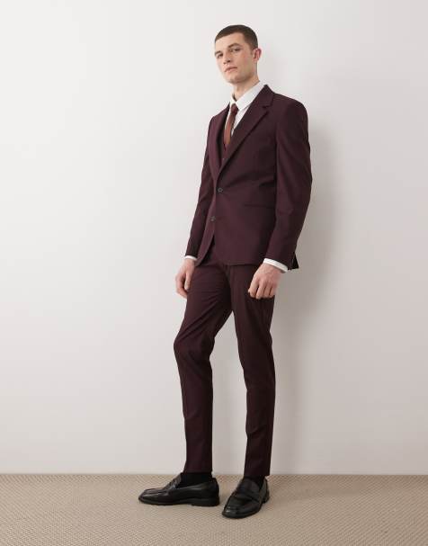 ASOS DESIGN burgundy skinny suit - view 1