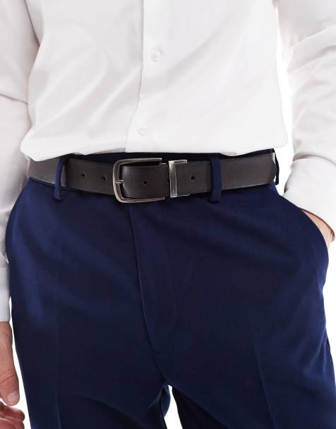 ASOS DESIGN burnished smart belt in brown - view 1