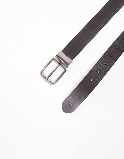 ASOS DESIGN burnished smart belt in brown, 2 of 3
