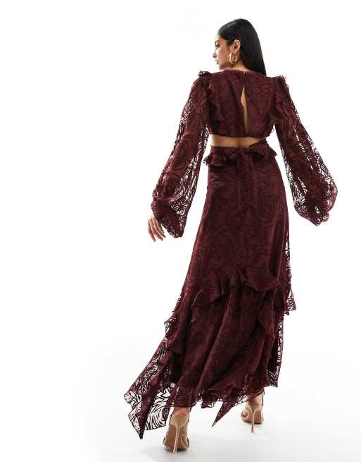 burnout cut out maxi dress Burnout Cut Out Maxi Dress Red