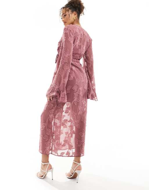 Long sleeve clearance floral wrap dress