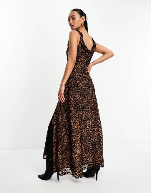 ASOS DESIGN burnout midi slip dress in animal print ASOS
