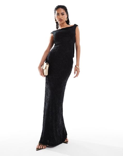 ASOS DESIGN burnout softline midi dress with cowl back in black - view 1