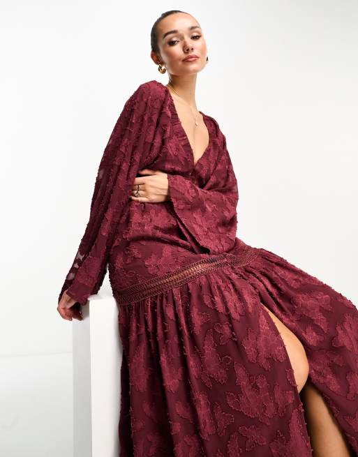 Asos burgundy hotsell lace dress