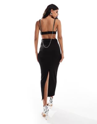 ASOS DESIGN bust cup bodychain midi dress in black | ASOS
