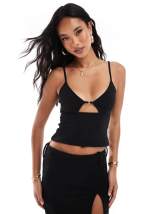 Bershka contrast piping corset top in white and black