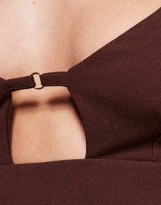 ASOS DESIGN bust cup cami top in chocolate