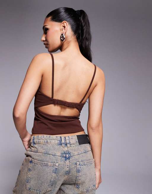 ASOS DESIGN bust cup cami top in chocolate
