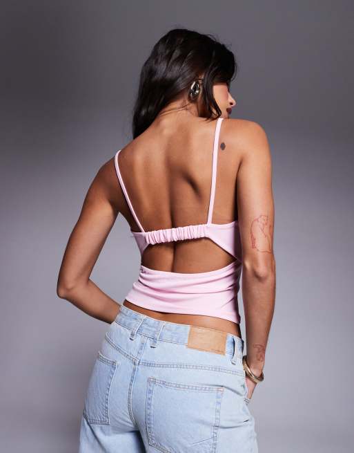 ASOS DESIGN bust cup cami top in light pink