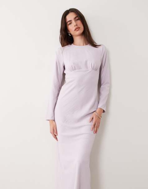 ASOS DESIGN bust detailing bias cut midaxi dress in lilac - view 1