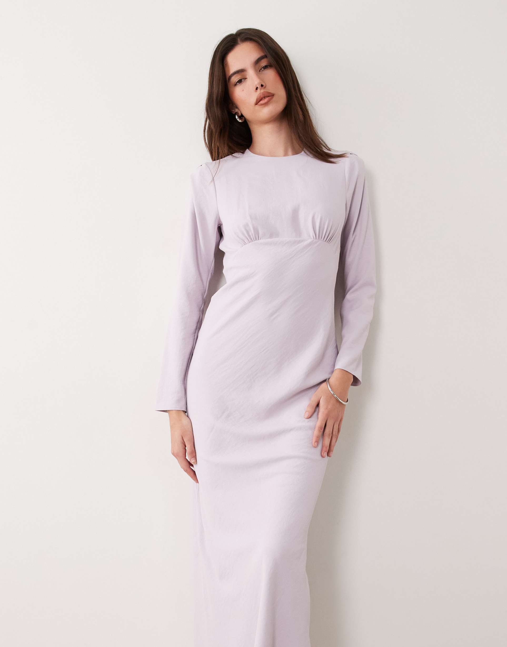asos design bust detailing bias cut midaxi dress in lilac