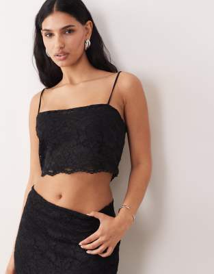 ASOS DESIGN - Bustier aus Spitze in Schwarz, Kombiteil