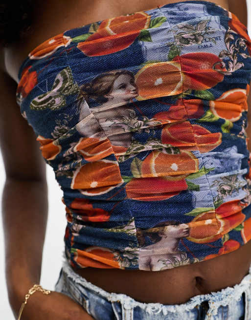 ASOS DESIGN - Bustier-korset van mesh met fruitprint, 3 van 4
