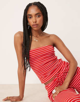 ASOS DESIGN - Bustier long à rayures d'ensemble - Rouge - view 1