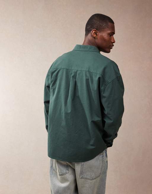 ASOS DESIGN – Butelkowozielona pudełkowa koszula oxford oversize, 4 z 4