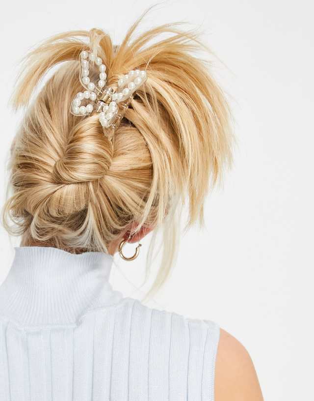 ASOS DESIGN butterfly hair clip claw with pearls