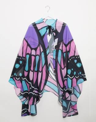 ASOS DESIGN butterfly print cape in pastel colours | ASOS