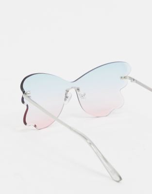 vintage check detail butterfly frame sunglasses