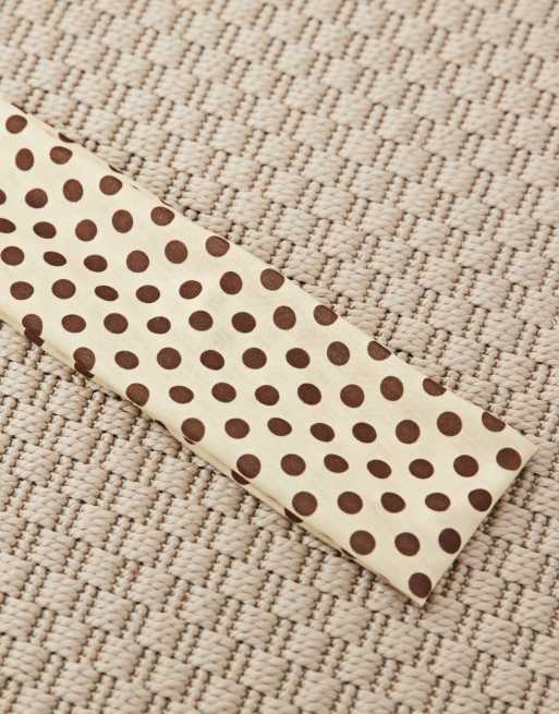 ASOS DESIGN Buttermilk and brown poka dott headband, 2 of 3