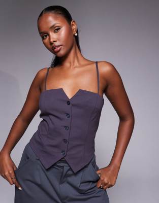 Asos Design Button Detail Cami Vest In Purple