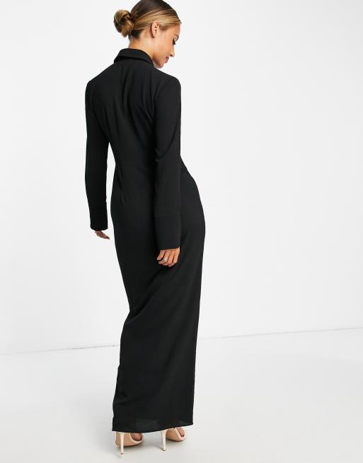 Black button 2025 up maxi dress