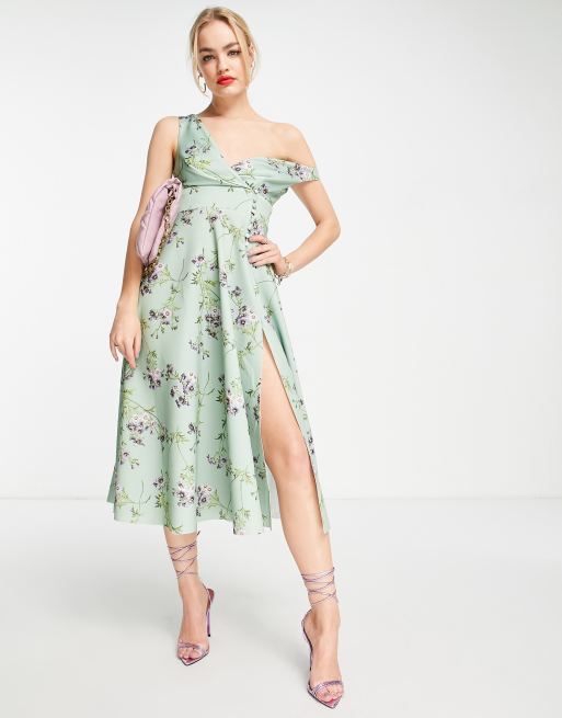 Asos design floral tie shop strap prom midi dress