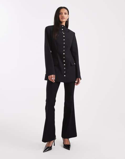 ASOS DESIGN button detail slim fit blazer in black