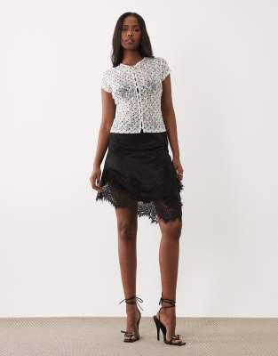 Asos Design Button Down Cap Sleeve Top In White