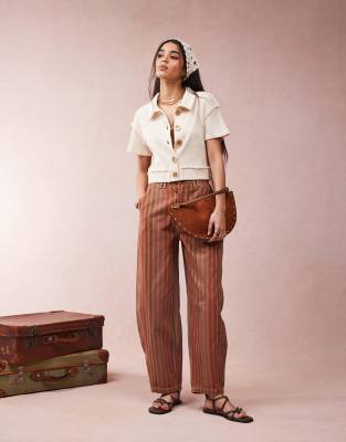 Asos Design Button Down Cropped Waffle Shirt In White