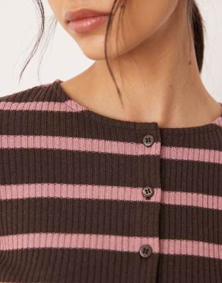 Asos Design Button Down Striped Cardigan In Multi