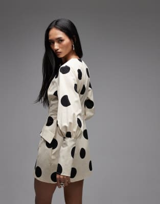 Asos Design Button Down Structured Blazer Mini Dress In Multi