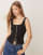 Asos Design Button Down Tank Top With Blanket Stitch Detail In Black