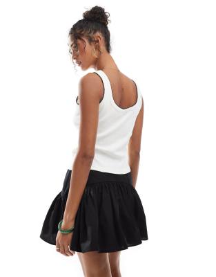 Asos Design Button Down Tank Top With Blanket Stitch Detail In White