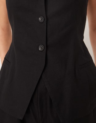 Asos Design Button Down Vest Jumpsuit In Black