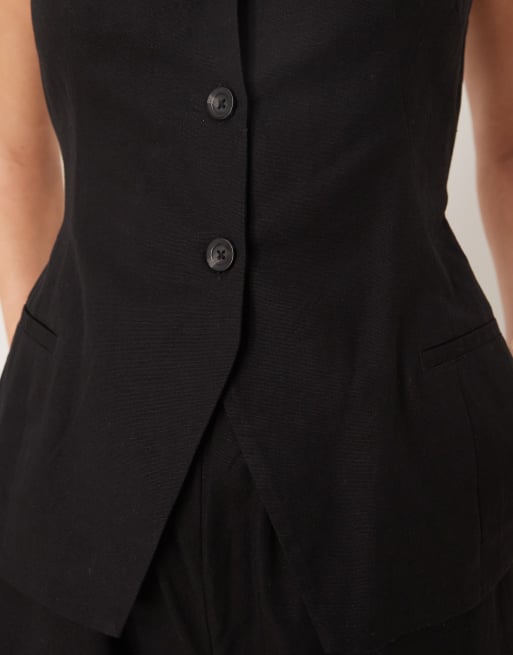 ASOS DESIGN button down vest jumpsuit in black