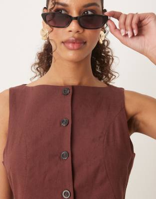 Asos Design Button Down Vest Jumpsuit