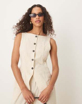 Asos Design Button Down Vest Jumpsuit