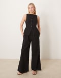 [ASOS DESIGN] ASOS DESIGN button down waistcoat jumpsuit in black 10 BLACK