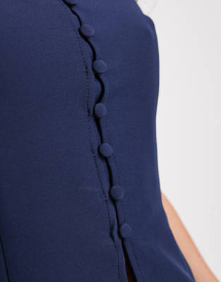 Asos Design Button Front Bandeau Top In Blue