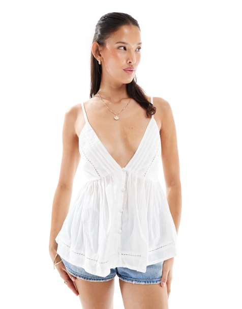 ASOS DESIGN button front cami top in white - view 1