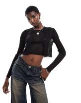 ASOS DESIGN button front cardigan & crop tank top set in sheer