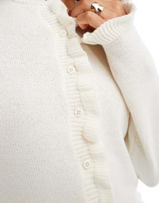 ASOS DESIGN BUTTON FRONT CARDIGAN WITH FRILL 