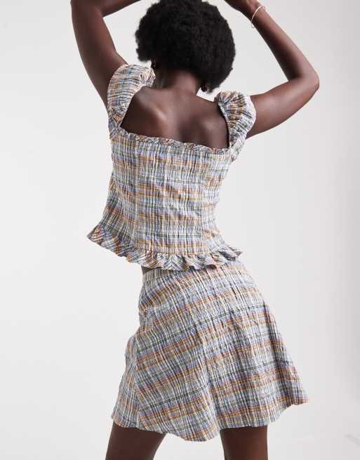 ASOS DESIGN button front co-ord mini skirt in check ASOS