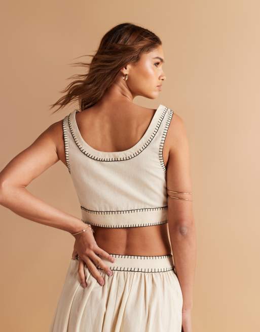 ASOS DESIGN button front embroidered top - part of a set