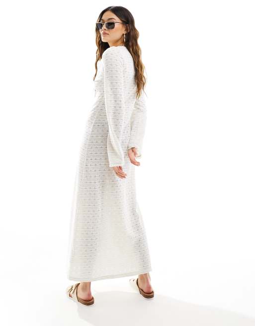 asos cream maxi dress ASOS DESIGN textured maxi dress in cream